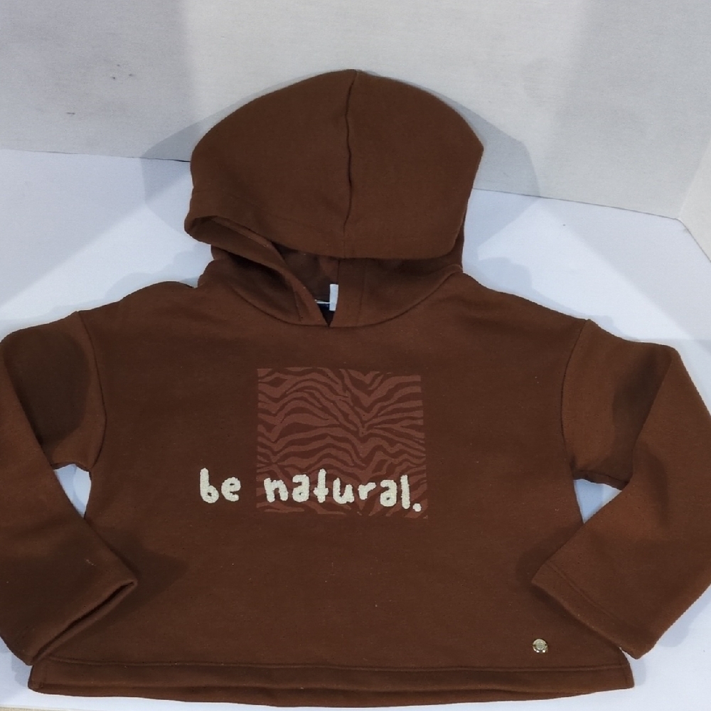 Brown "be natural" Crop Graphic Hoodie Soft Comfy Embroidered Europe Quality 5-6